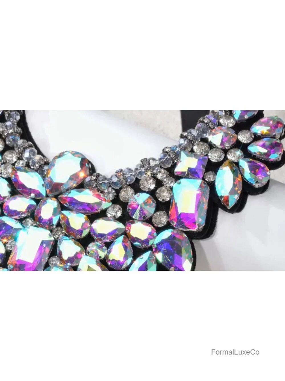 Rhinestone Crystal Statement Necklace Earrings Set Jewelry for Women